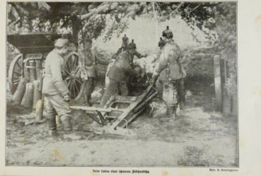 1917 - alter Druck - Beim Laden einer schweren Feldhaubitze